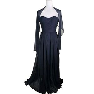 Angelina Faccenda Maxi Prom/Bridesmaid Dress Chiffon Ethereal Black Size 4.